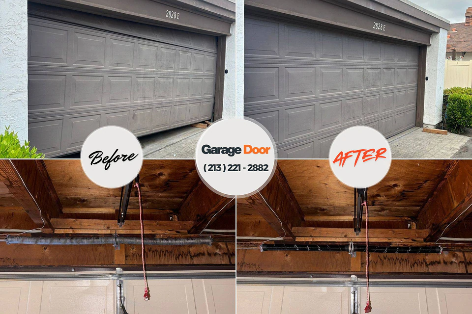 Before and after: garage door repair Hoschton, GA